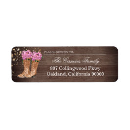 Adressetikett Rustic Land Boots Rosa ros Returadress Etikett