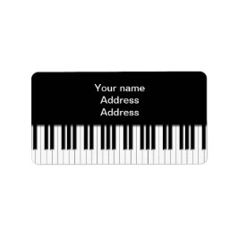 Adressetikett - svart Piano Nycklar-vit