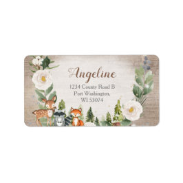 Adressetikett Winter Woodland Animals White Blommi
