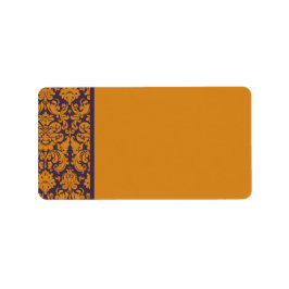 Adressetiketten orange- och Lila Damask är tom Adressetikett