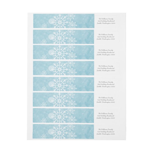 Adressetiketter av Blue Snowflake Swirls Etikettband (Ark)