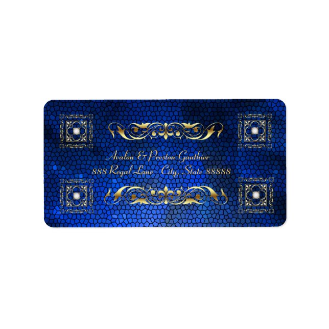 Adressetiketter av kejsarblåfärgat slipat glas (Framsidan)