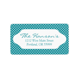 Adressetiketter av månsten blått/teal polka dots