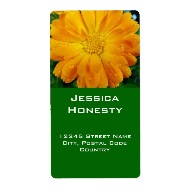 adressetiketter av orange gerbera daisy fraktsedel (Framsidan)