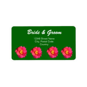 adressetiketter av rosa kamelliblommor