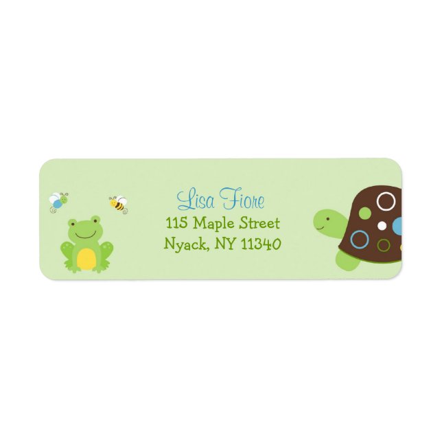 Adressetiketter av sköldpaddor i Cute Frog Turtle  Returadress Etikett (Framsidan)
