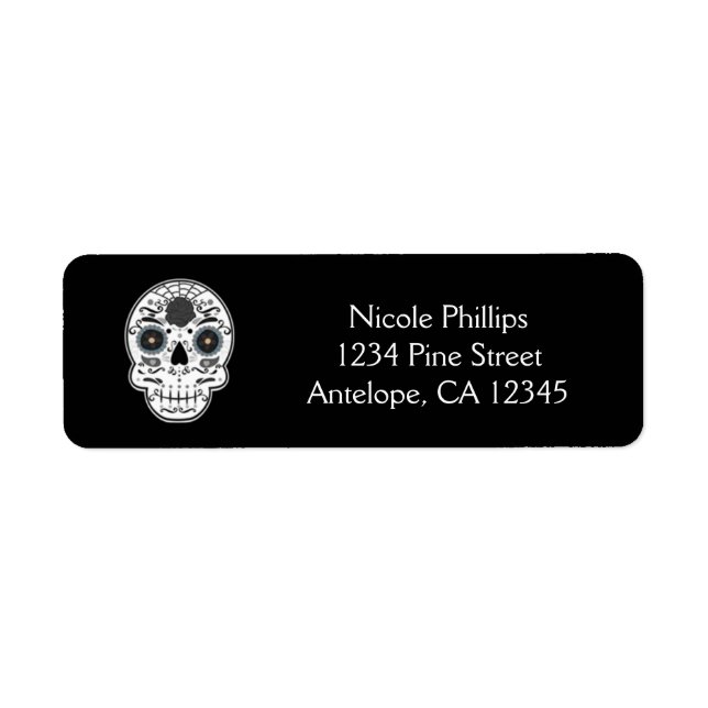 Adressetiketter av sockerskull Day of the dead Returadress Etikett (Framsidan)