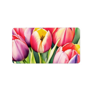 adressetiketter av tulpanblommor