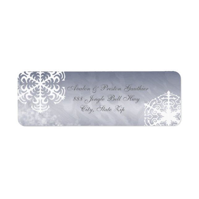 Adressetiketter av vit snöflake Silver Helgdag Returadress Etikett (Framsidan)
