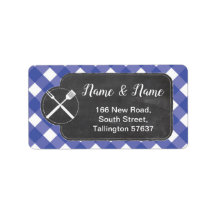 Adressetiketter Blue gingham BBQ Chalk