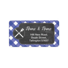 Adressetiketter Blue gingham BBQ Chalk