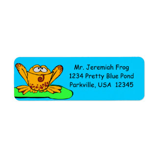 Adressetiketter, Cute Orange Frog Tecknad Returadress Etikett