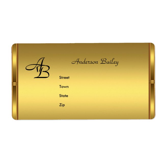 Adressetiketter Eleganta Guld Initialer Fraktsedel (Framsidan)