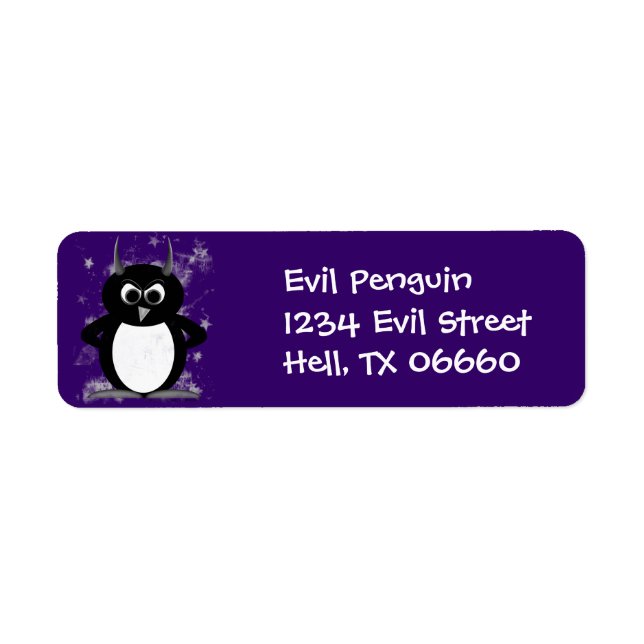 Adressetiketter - Evil Penguin Returadress Etikett (Framsidan)