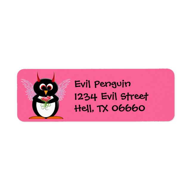 Adressetiketter - Evil Penguin Returadress Etikett (Framsidan)