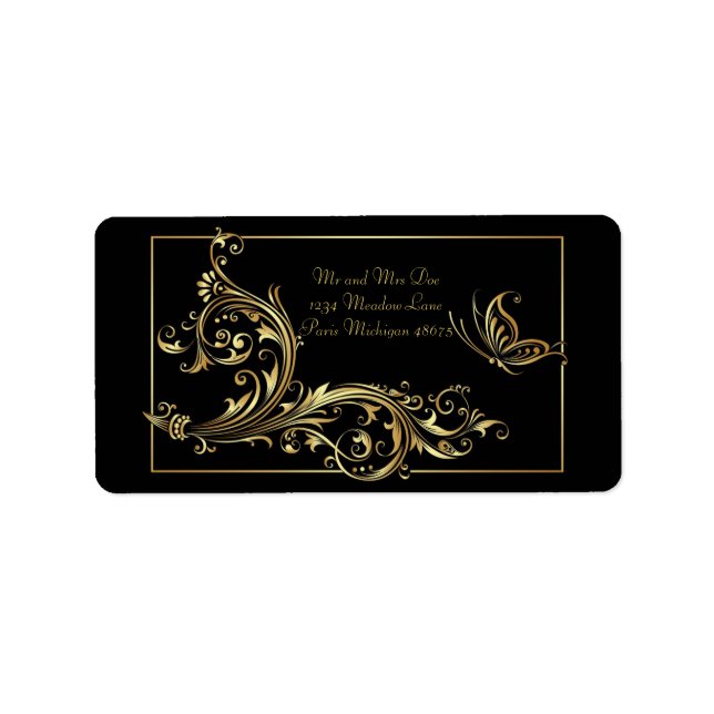 Adressetiketter/fjäril- och trådliner adressetikett (Framsidan)