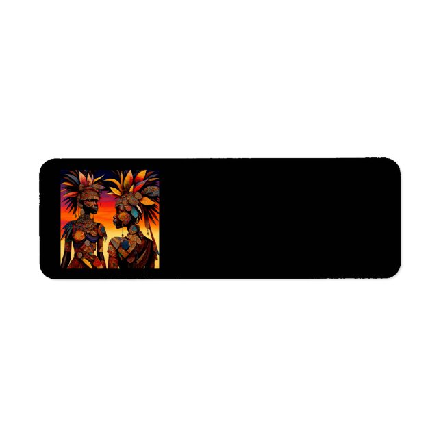 Adressetiketter för afrikansk kvinna returadress etikett (Framsidan)