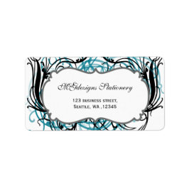 adressetiketter för akvatiska, svarta och vita Chi