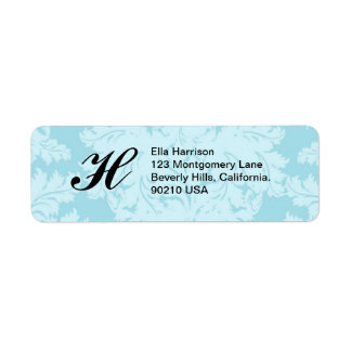 Adressetiketter för Anpassade Blue Damask Returadress Etikett