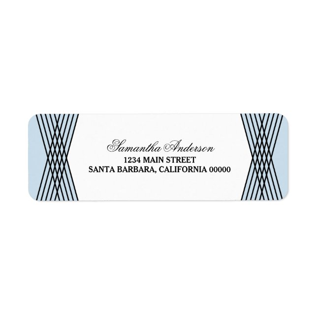 Adressetiketter för blå Elegant-deco Returadress Etikett (Framsidan)