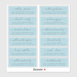 Adressetiketter för Blått Bröllop-gäst i chic Klistermärken