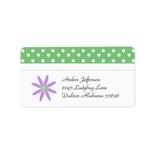 Adressetiketter för blomma och polkuddpunkt (Framsidan)