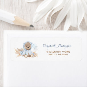 Adressetiketter för Blue Pampas Grass Boho-Nallen Returadress Etikett