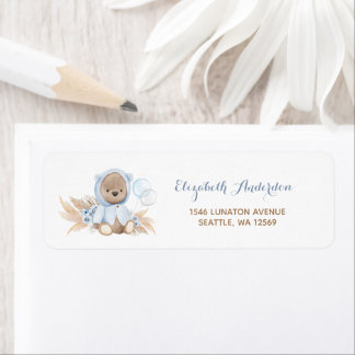 Adressetiketter för Blue Pampas Grass Boho-Nallen Returadress Etikett
