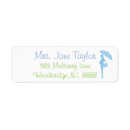 Adressetiketter för Blue Silhouette Baby Shower Returadress Etikett