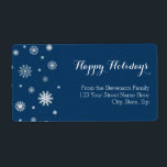 Adressetiketter för Blue Snöflingor jul Fraktsedel<br><div class="desc">Jul glad helg-adressetiketter i snyggt och contemporary,  vit och mörk marin snöflingor mönster,  perfekten som tillägg till dina julkortskuvert.</div>