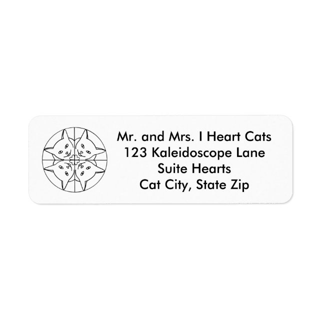 Adressetiketter för Cute Heart Kaleidoscope Cats Returadress Etikett (Framsidan)