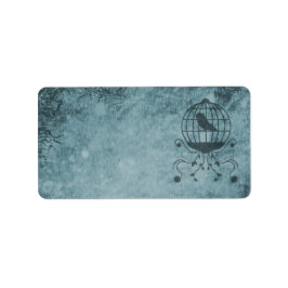 Adressetiketter för Djupblå Steampunk Bird Cage