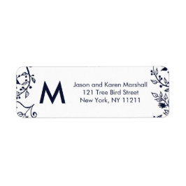 Adressetiketter för elegant Blå och vit Blommigt Returadress Etikett