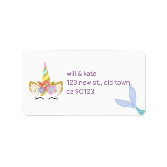 adressetiketter för enhetlig sjöjungfru (Framsidan)