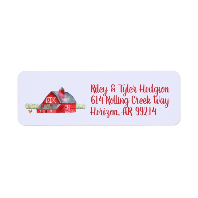 Adressetiketter för Farmer Stationery Red Barn Far Returadress Etikett (Framsidan)