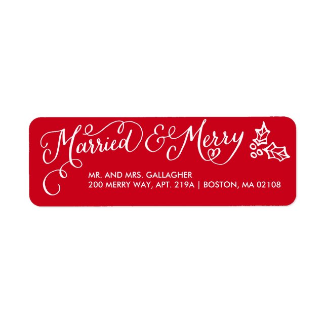 Adressetiketter för gifta och merry-Helgdag Returadress Etikett (Framsidan)