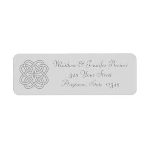 Adressetiketter för grått Celtic Knot Thin-kuvert Returadress Etikett