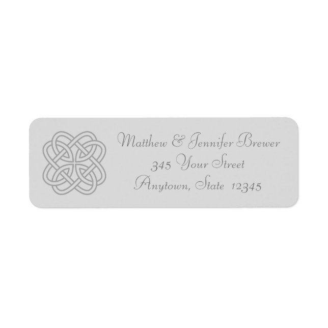 Adressetiketter för grått Celtic Knot Thin-kuvert Returadress Etikett (Framsidan)