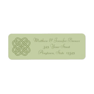 Adressetiketter för grönt Celtic Knot Thin-kuvert Returadress Etikett