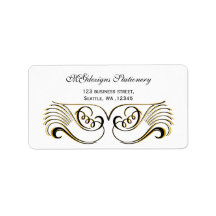 adressetiketter för gult, svartvit Chic