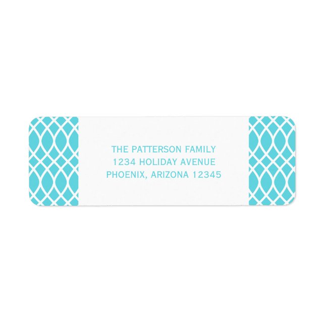 Adressetiketter för Lattice-Helgdag för Aqua Elega Returadress Etikett (Framsidan)