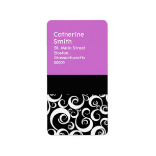 Adressetiketter för lila- och Black Damask Swirls