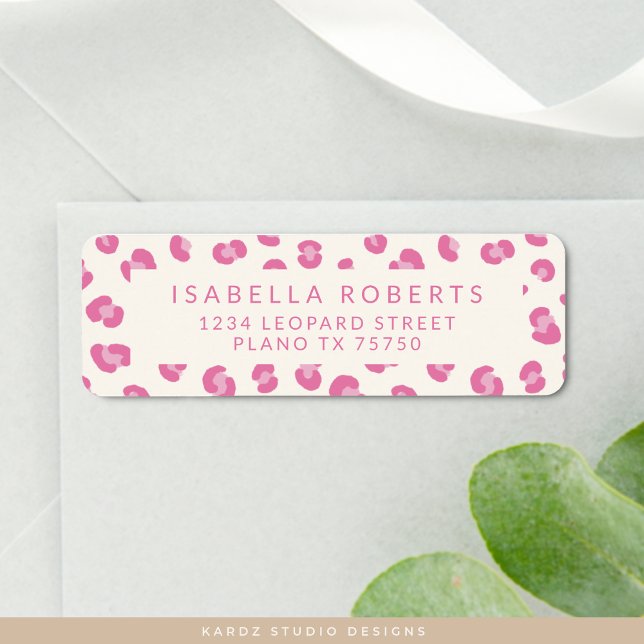 Adressetiketter för modern Rosa Leopard Print Chic Returadress Etikett (Personalize with your name and address, choose size.)