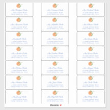 Adressetiketter för orangar blått textgästkuvert