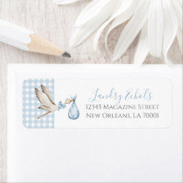Adressetiketter för Preppy Southern Blue Stork Returadress Etikett