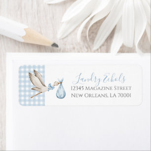 Adressetiketter för Preppy Southern Blue Stork Returadress Etikett