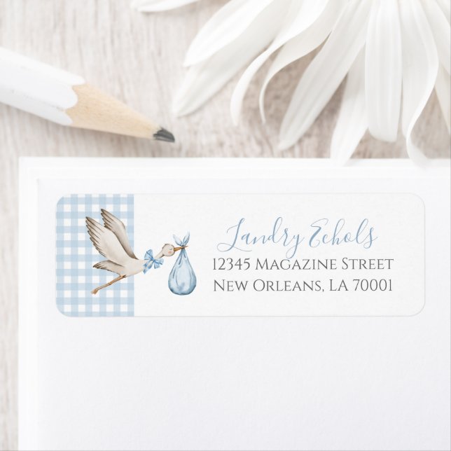Adressetiketter för Preppy Southern Blue Stork Returadress Etikett (Insitu)