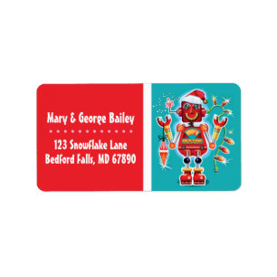 Adressetiketter för Retro Robot-julkort