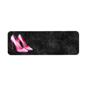 Adressetiketter för rosa Heels Shoes Returadress Etikett