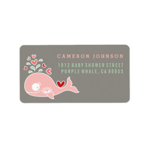 Adressetiketter för rosa Whale Twin Girls Baby Sho